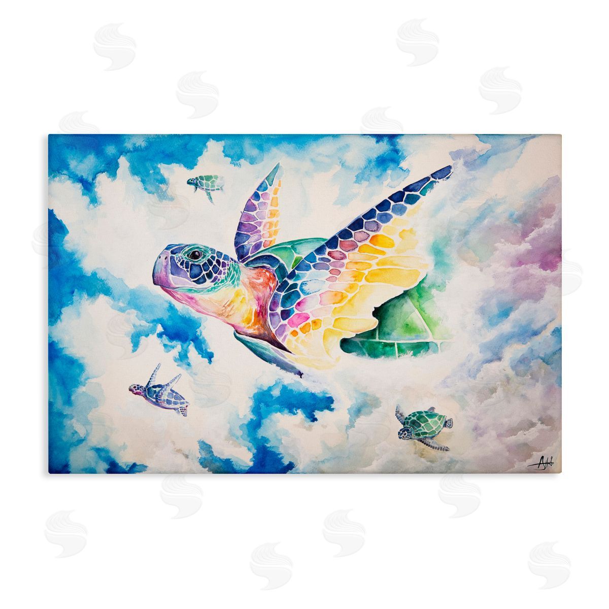 Marc Allante Skyward Sea Turtles Canvas Wall Art Print