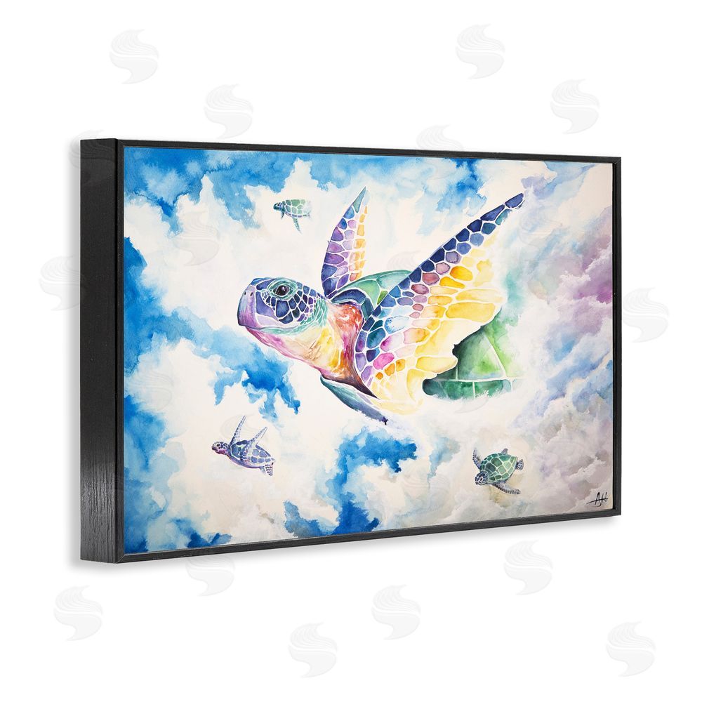Marc Allante Skyward Sea Turtles Black Framed Giclee Wall Art Print