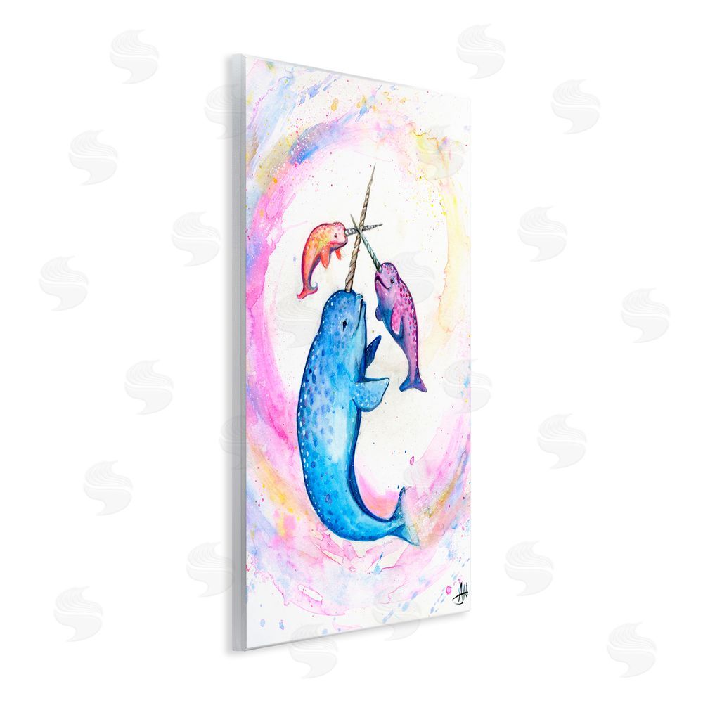 Marc Allante Three Narwhals in Pastels Wall Plaque Art Print