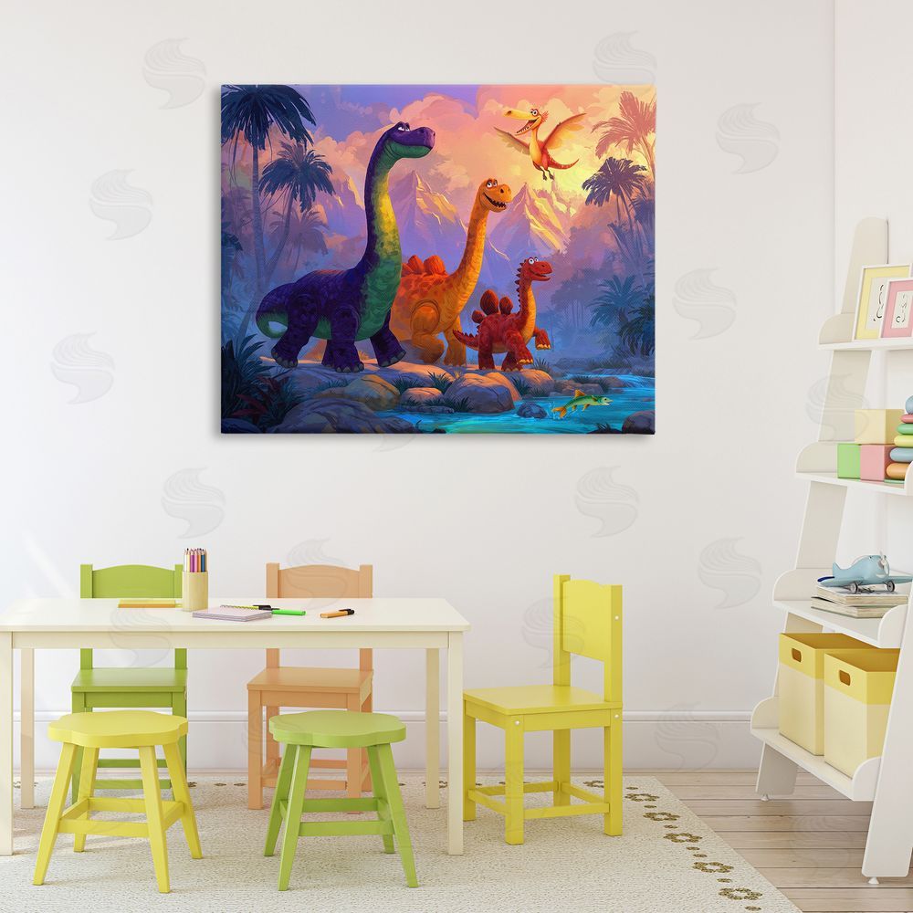 Wumples Dinosaur Friends In The Jungle Canvas Art on Wall