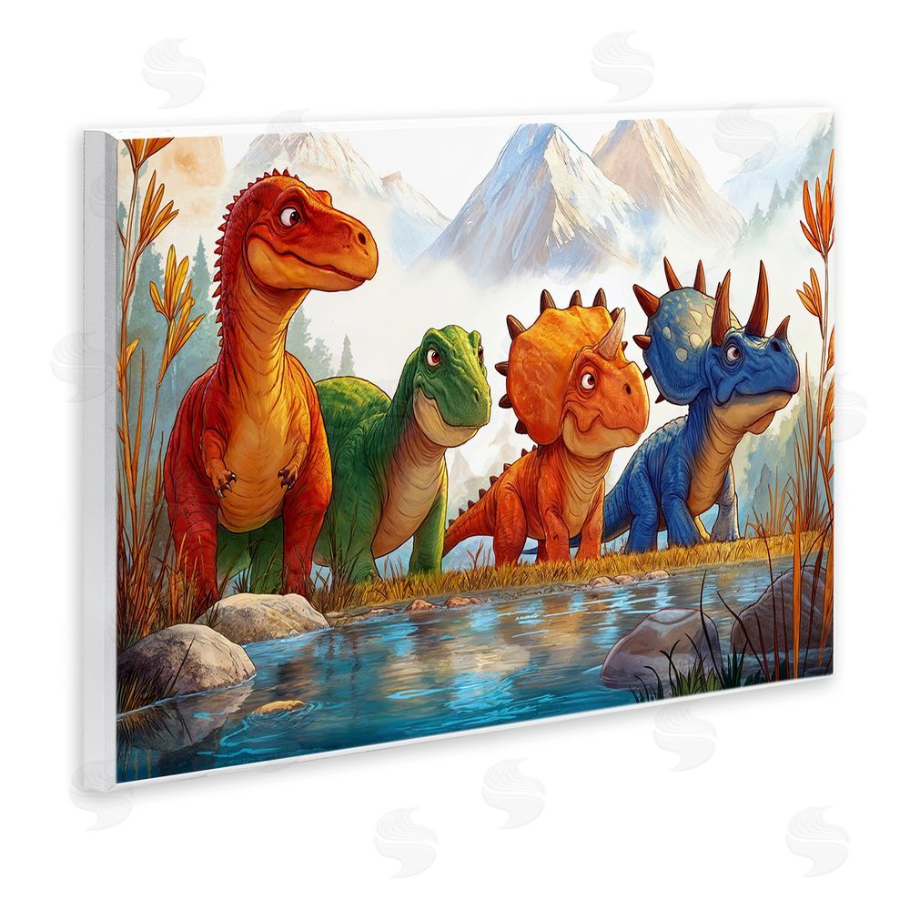 Wumples Four Dinos By The Pond Wall Plaque Art Print