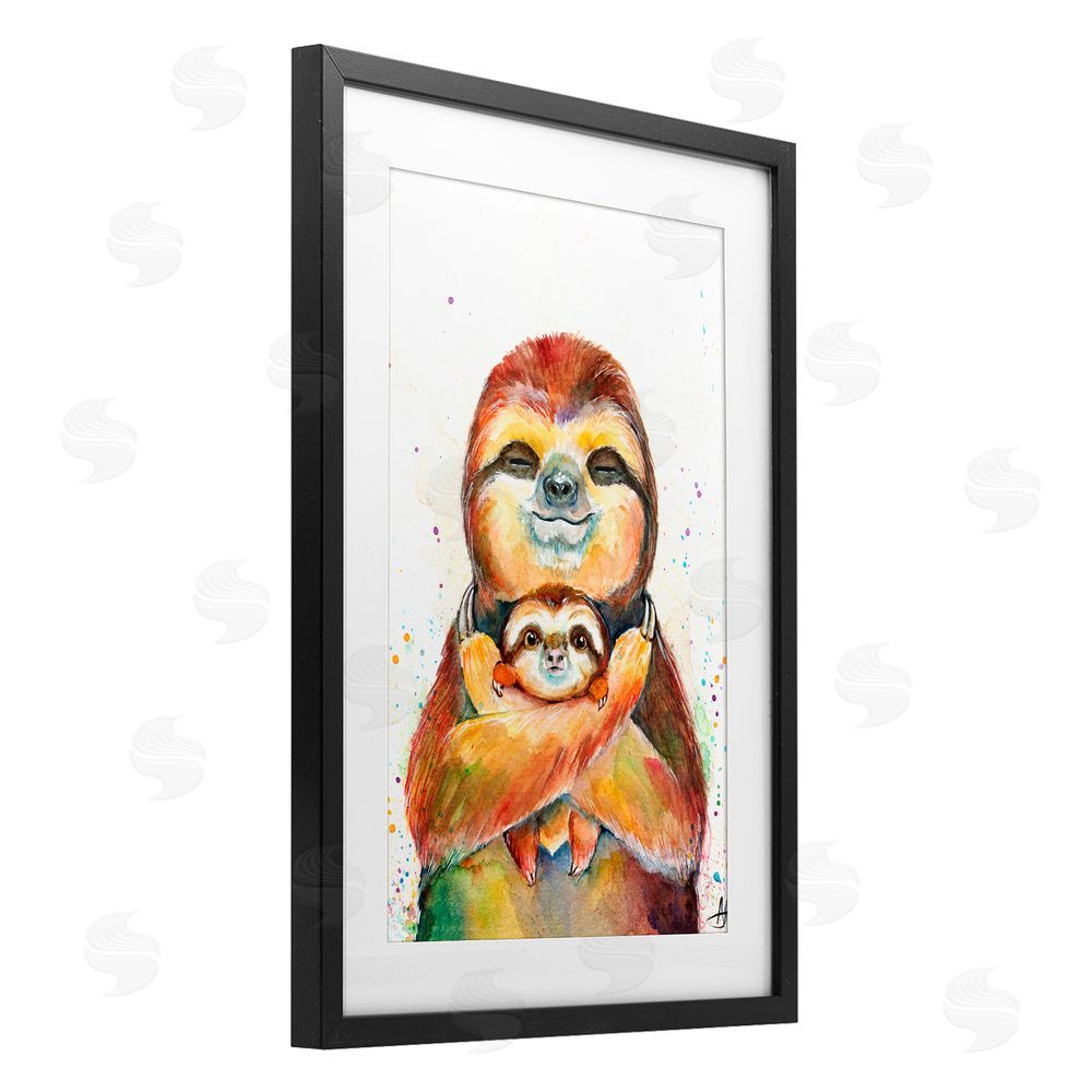 Marc Allante Exotic Xenarthra Sloths Black Framed Print Under Glass with White Mat Wall Art
