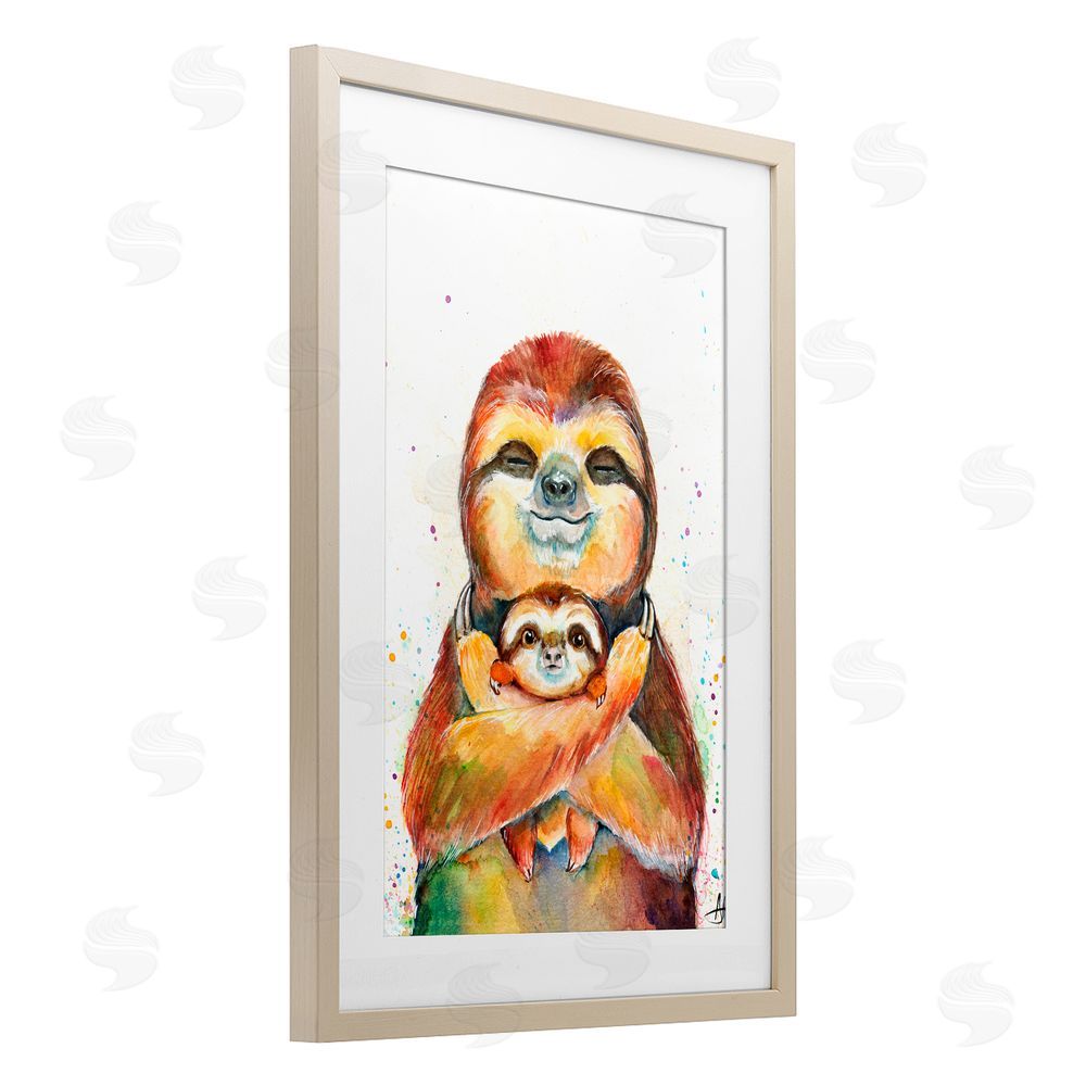Marc Allante Exotic Xenarthra Sloths Birch Framed Print Under Glass with White Mat Wall Art