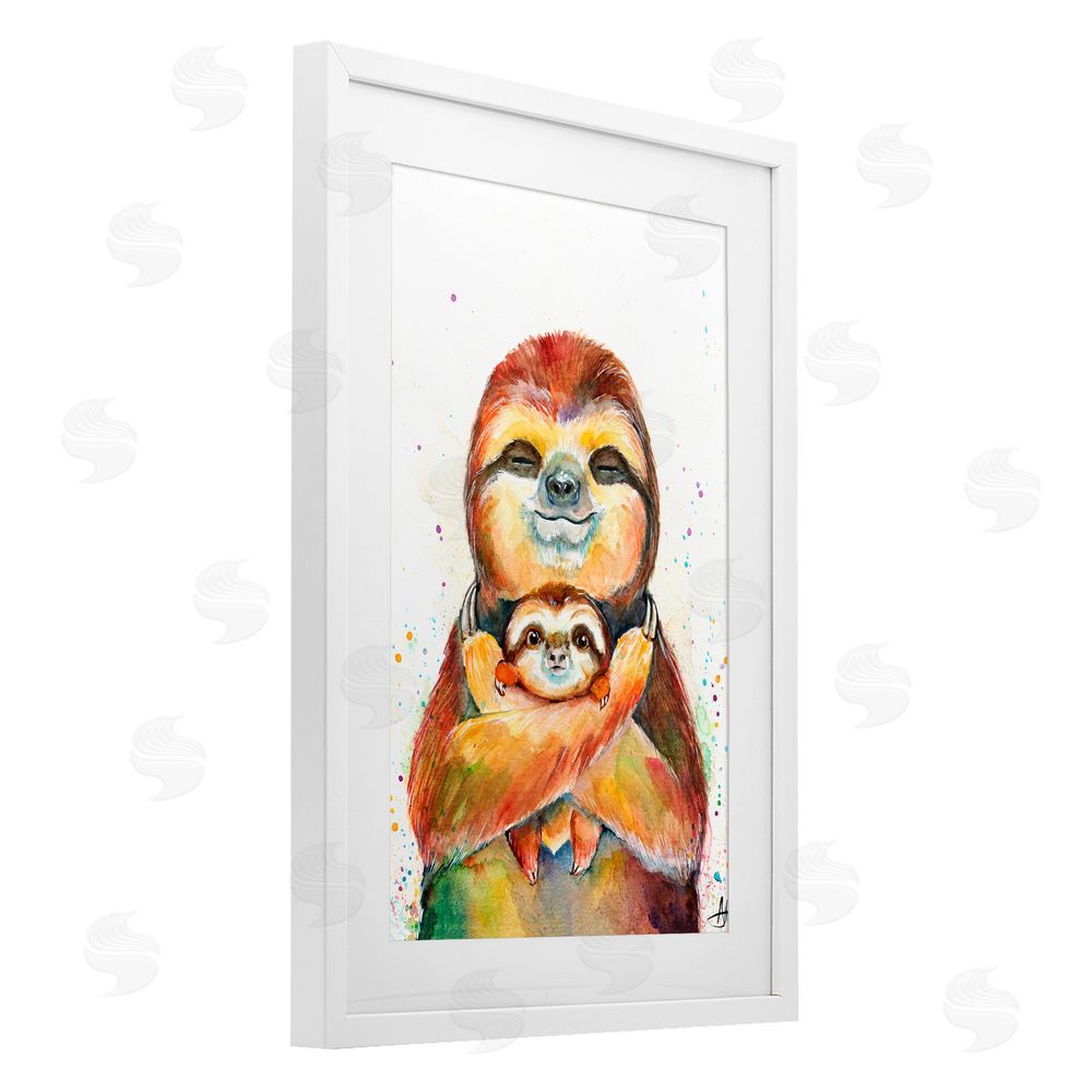 Marc Allante Exotic Xenarthra Sloths White Framed Print Under Glass with Mat Wall Art