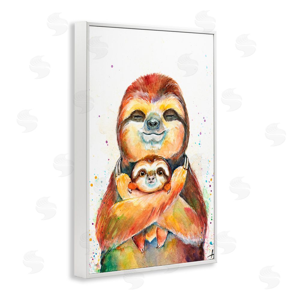 Marc Allante Exotic Xenarthra Sloths White Framed Giclee Wall Art Print
