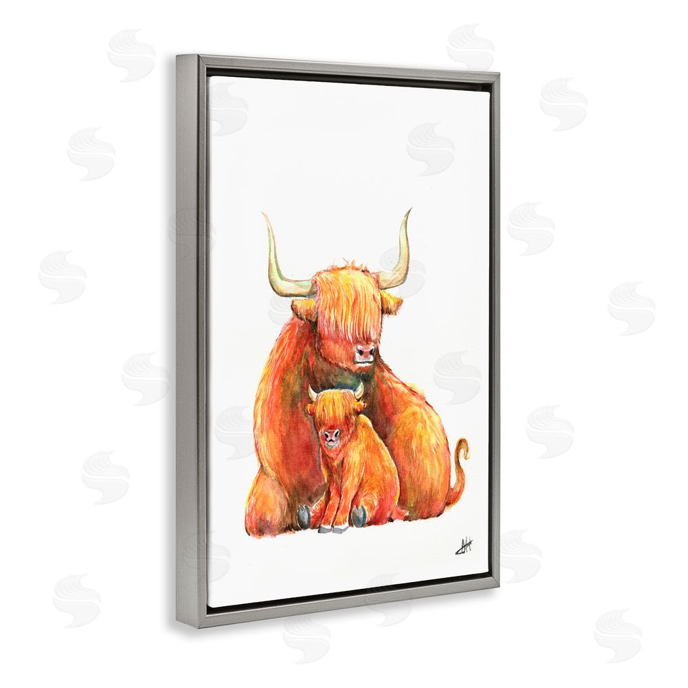 Marc Allante Yakety Yak Cattle Gray Floating Frame Canvas Wall Art Print
