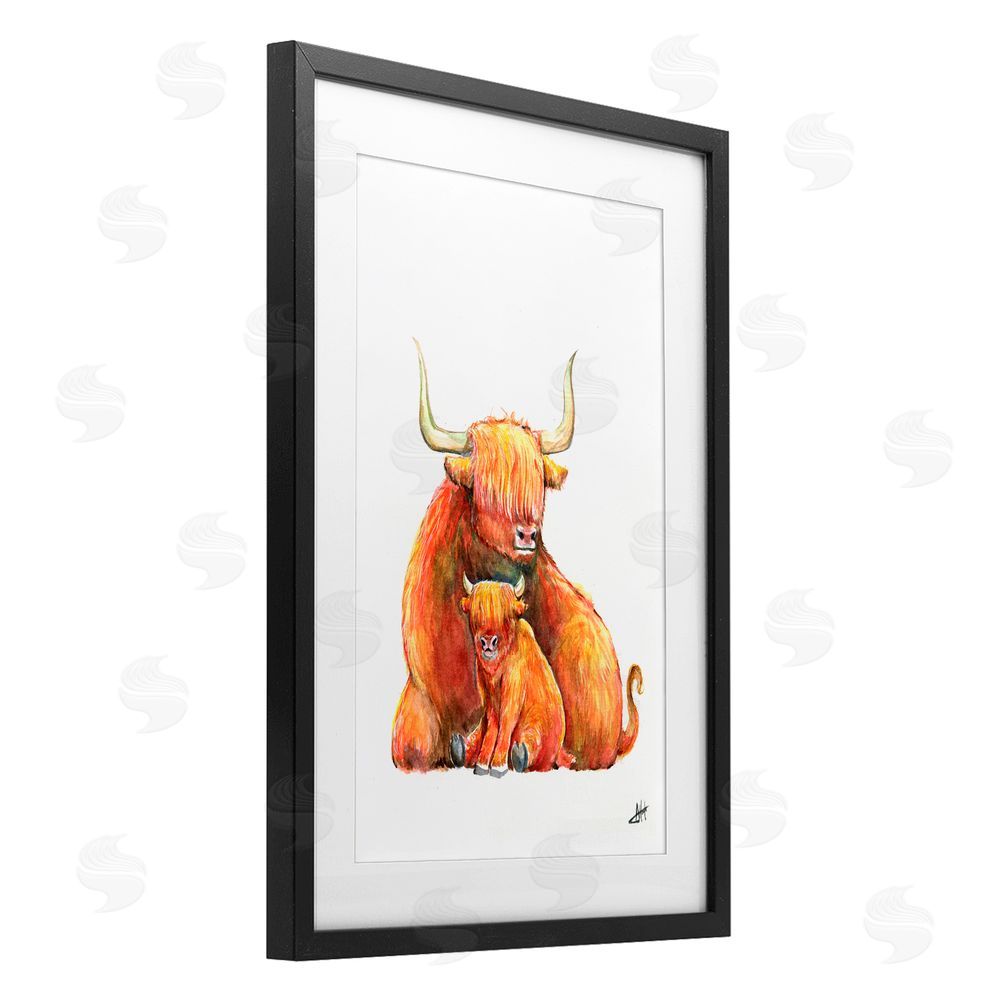 Marc Allante Yakety Yak Cattle Black Framed Print Under Glass with White Mat Wall Art