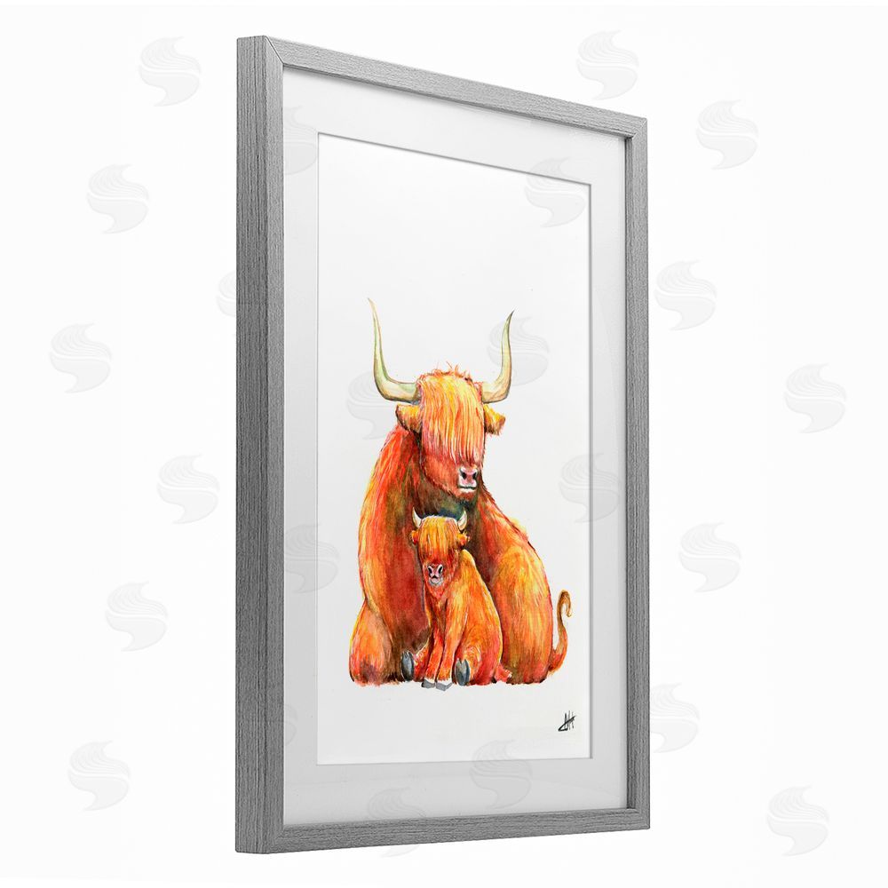 Marc Allante Yakety Yak Cattle Gray Framed Print Under Glass with White Mat Wall Art