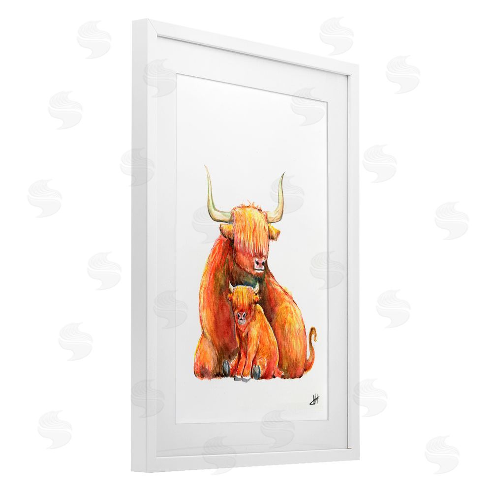 Marc Allante Yakety Yak Cattle White Framed Print Under Glass with Mat Wall Art