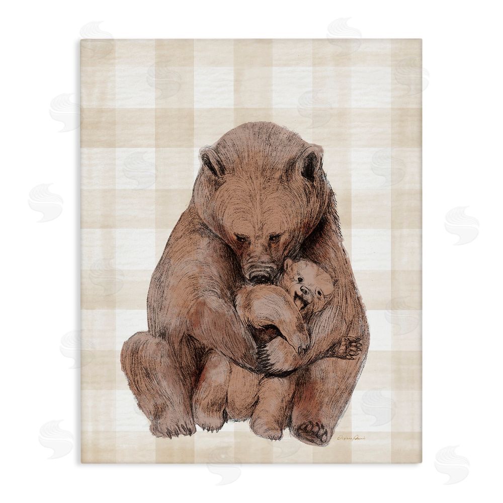 Daphne Polselli Tender Bear Hug Gingham Canvas Wall Art Print