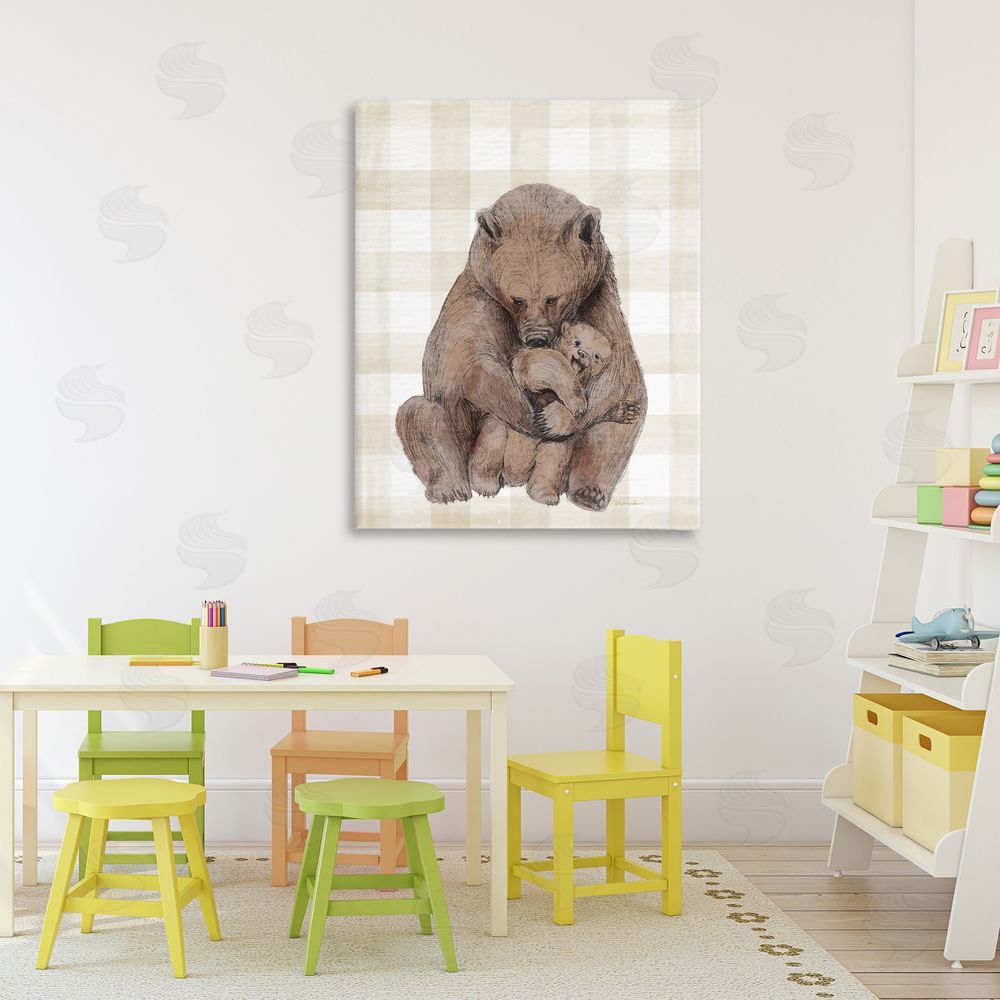 Daphne Polselli Tender Bear Hug Gingham Canvas Art on Wall