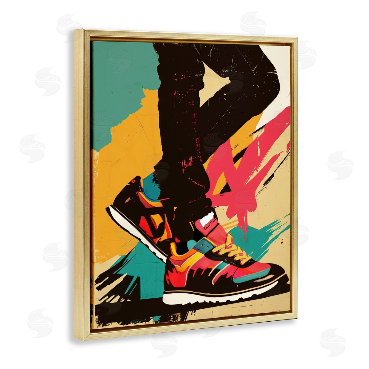 Annabelle Hall Walkin' In The USA Gold Floating Frame Canvas Wall Art Print