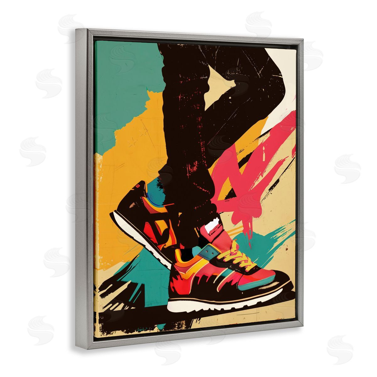 Annabelle Hall Walkin' In The USA Gray Floating Frame Canvas Wall Art Print