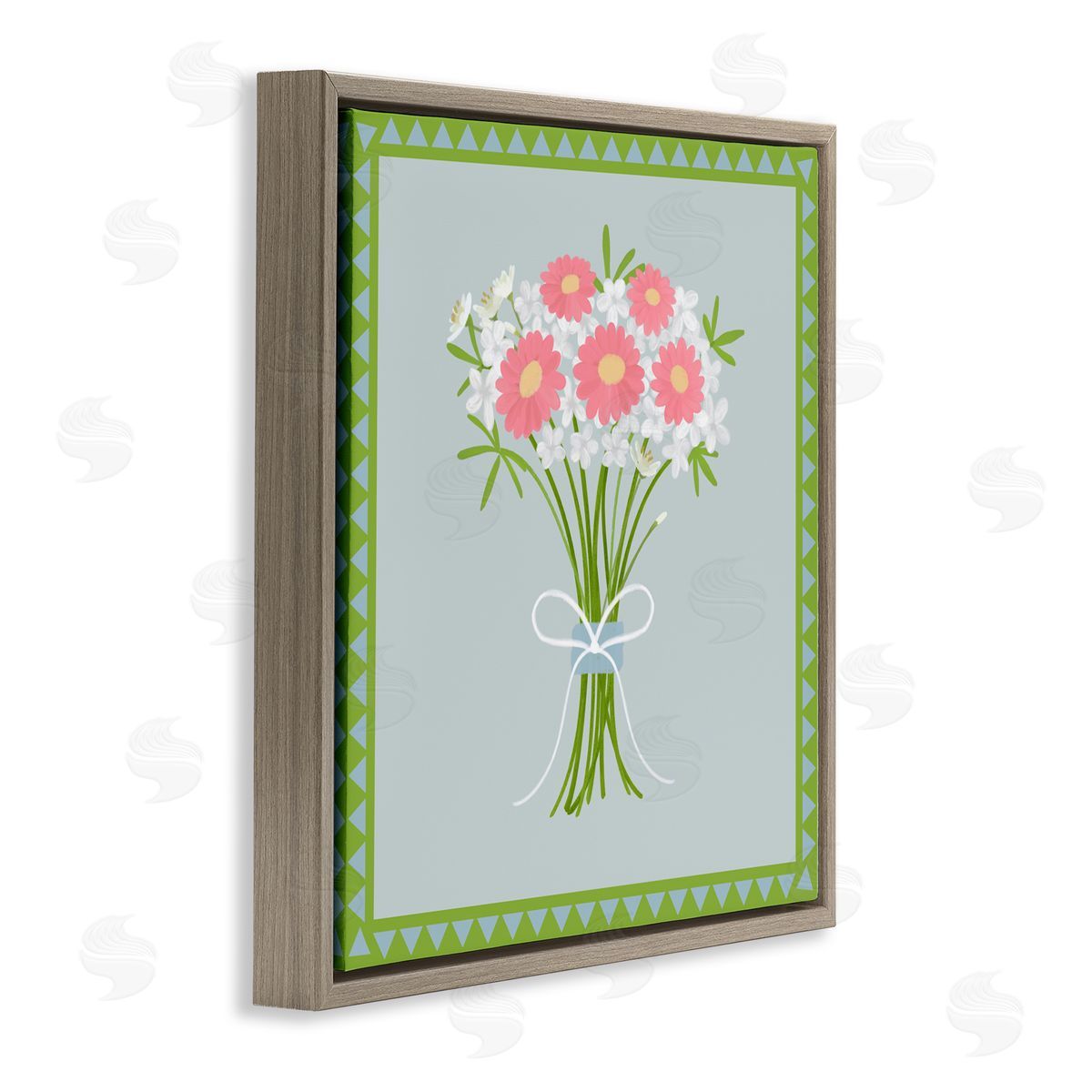 Adrienne Morris Spring Bouquet Bordered Bundle Brown Floating Frame Canvas Wall Art Print