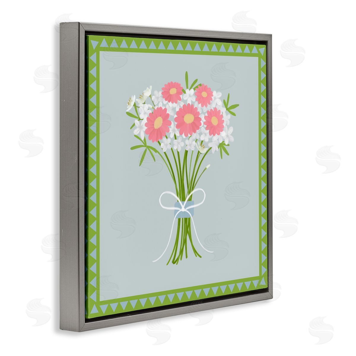 Adrienne Morris Spring Bouquet Bordered Bundle Gray Floating Frame Canvas Wall Art Print