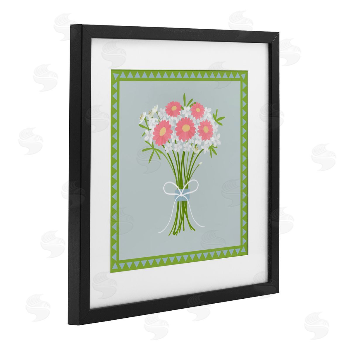 Adrienne Morris Spring Bouquet Bordered Bundle Black Framed Print Under Glass with White Mat Wall Art