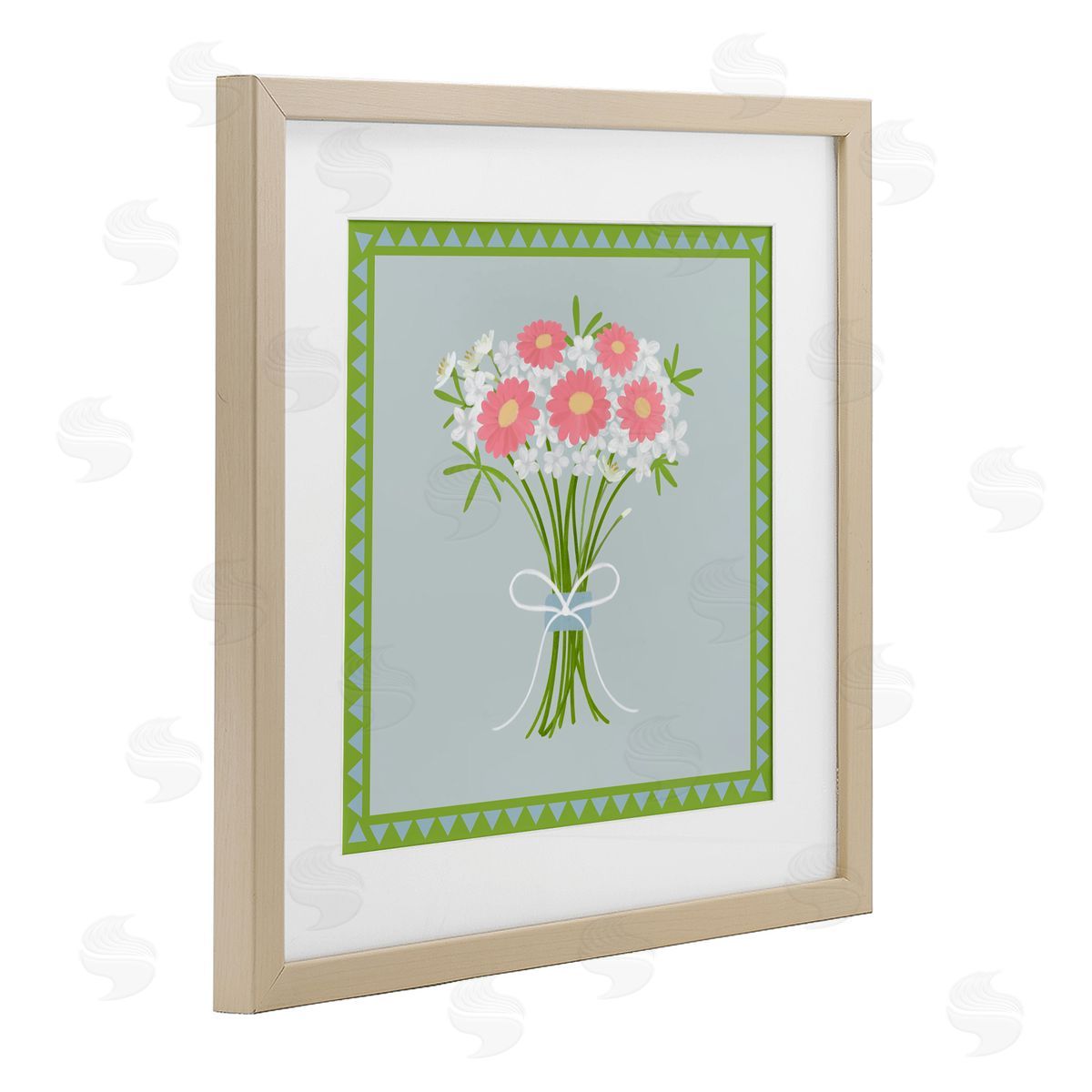 Adrienne Morris Spring Bouquet Bordered Bundle Birch Framed Print Under Glass with White Mat Wall Art