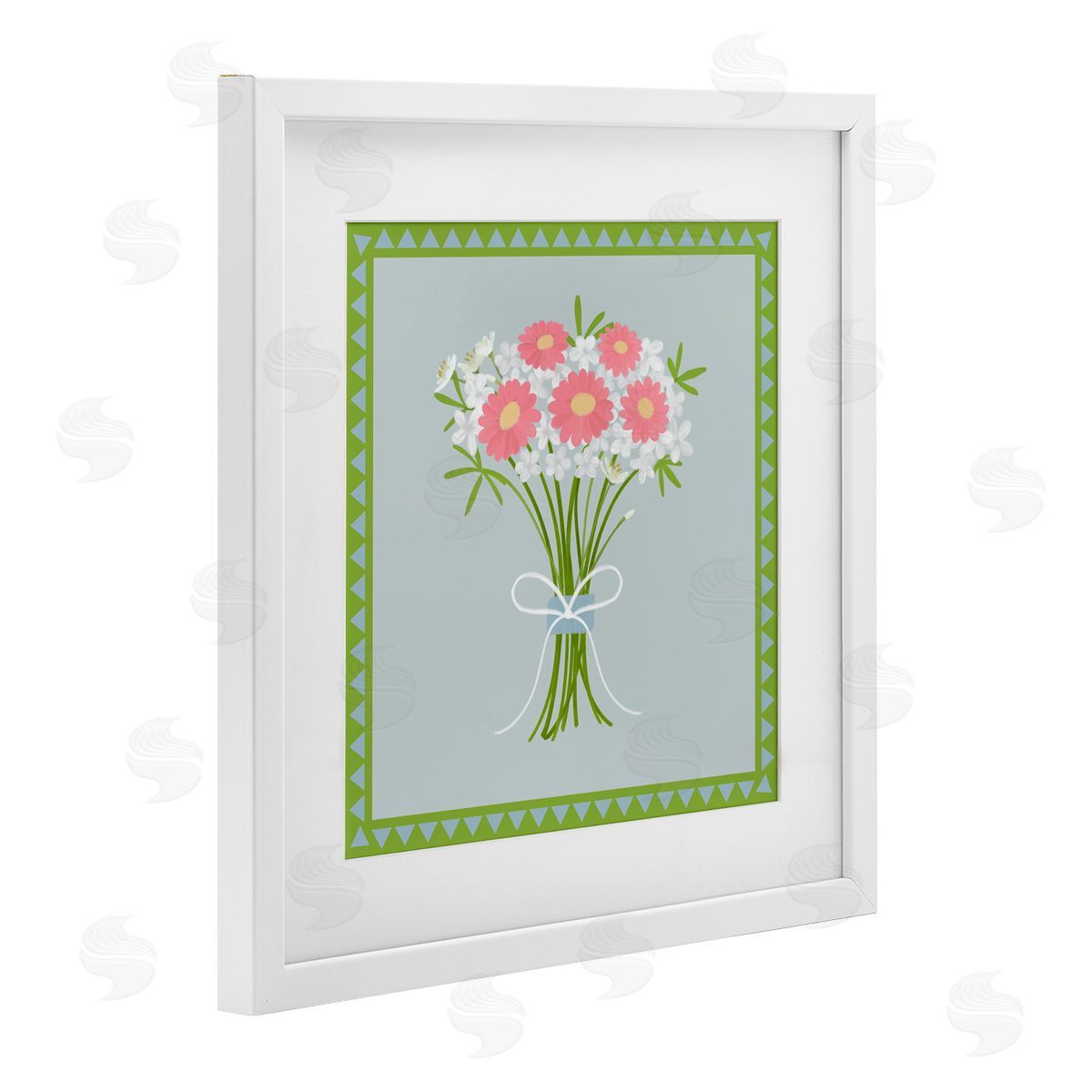 Adrienne Morris Spring Bouquet Bordered Bundle White Framed Print Under Glass with Mat Wall Art