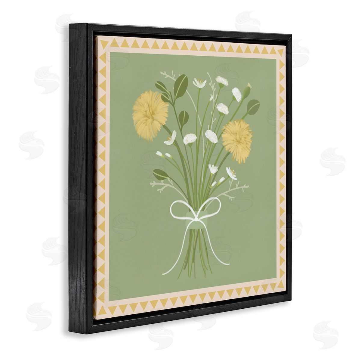 Adrienne Morris Bordered Spring Bouquet Black Floating Frame Canvas Wall Art Print