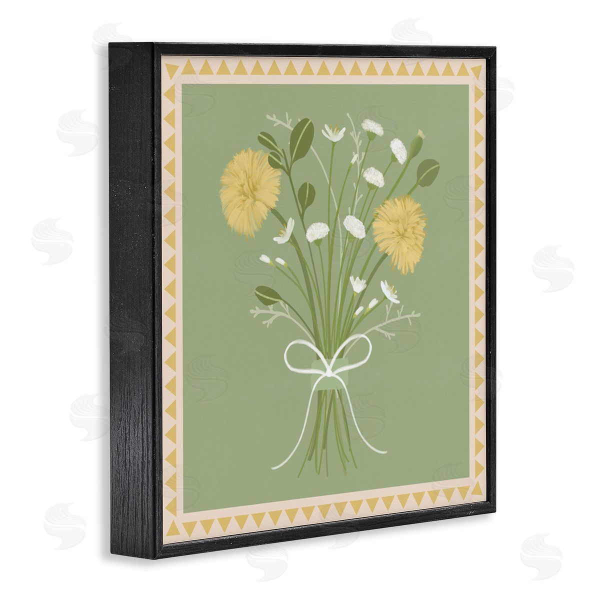 Adrienne Morris Bordered Spring Bouquet Black Framed Giclee Wall Art Print