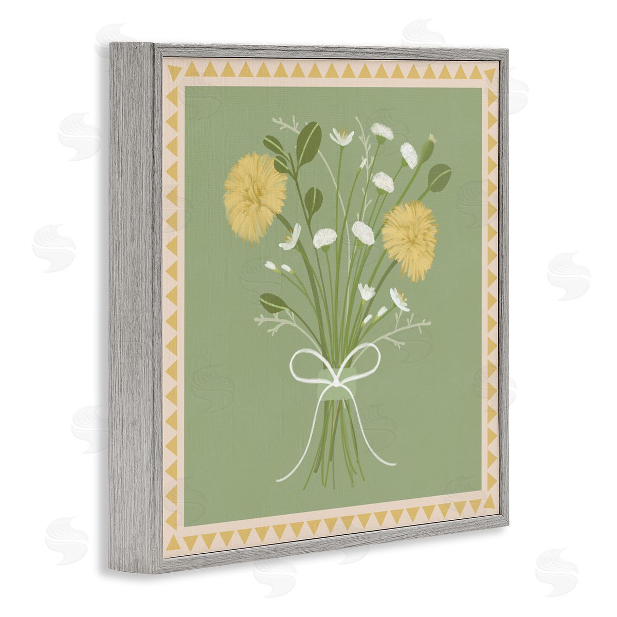 Adrienne Morris Bordered Spring Bouquet Gray Framed Giclee Wall Art Print