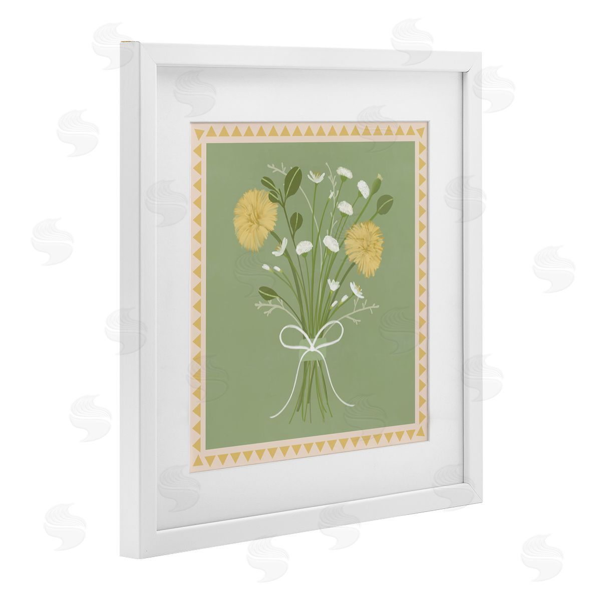 Adrienne Morris Bordered Spring Bouquet White Framed Print Under Glass with Mat Wall Art
