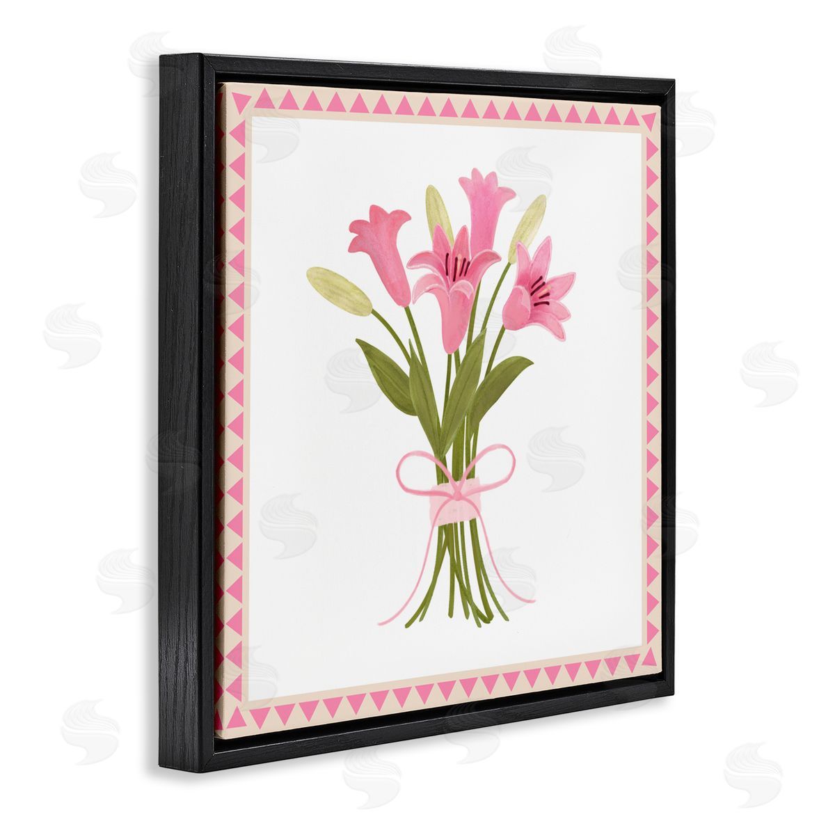 Adrienne Morris Pink Spring Lily Bouquet Black Floating Frame Canvas Wall Art Print