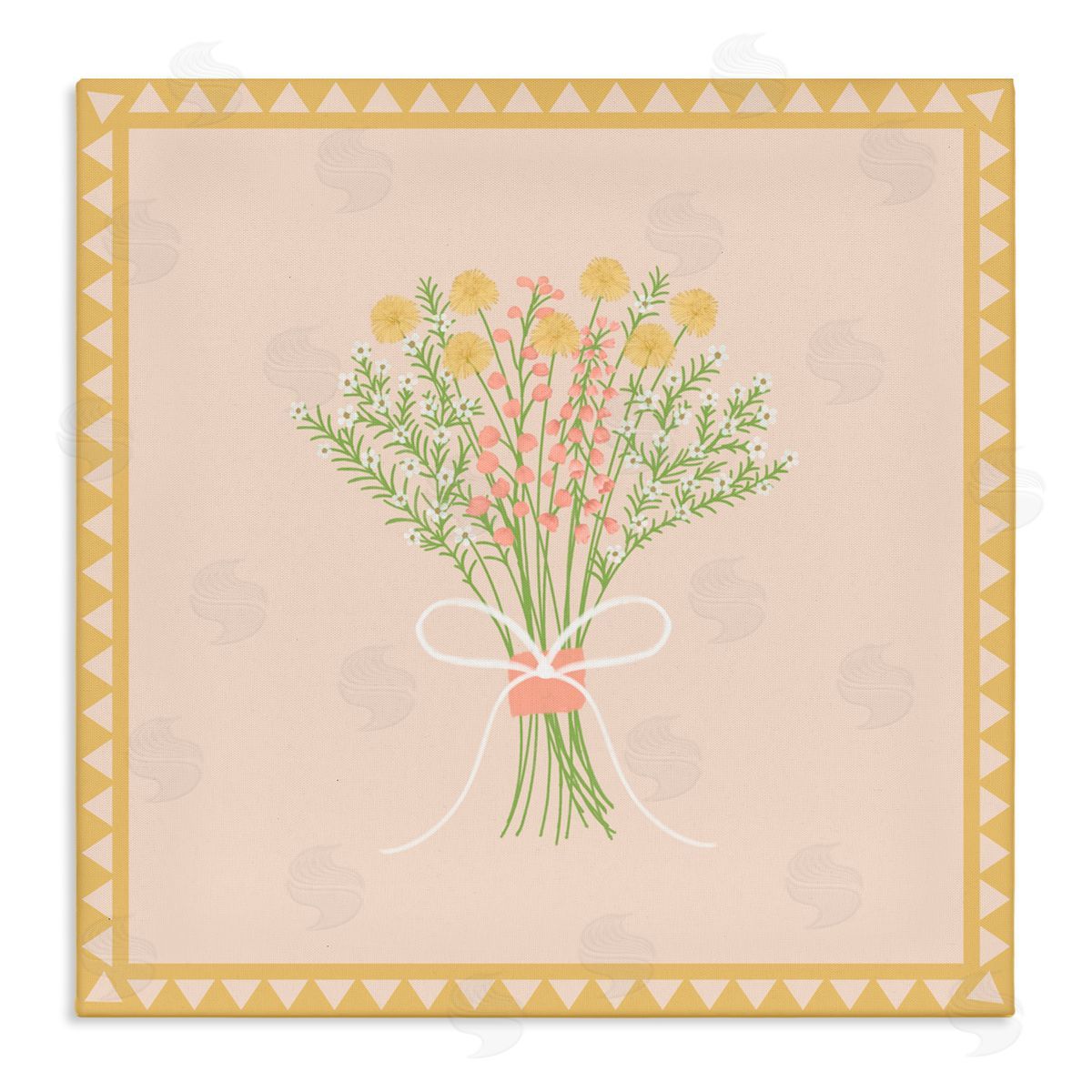 Adrienne Morris Yellow Bordered Spring Bouquet Canvas Wall Art Print