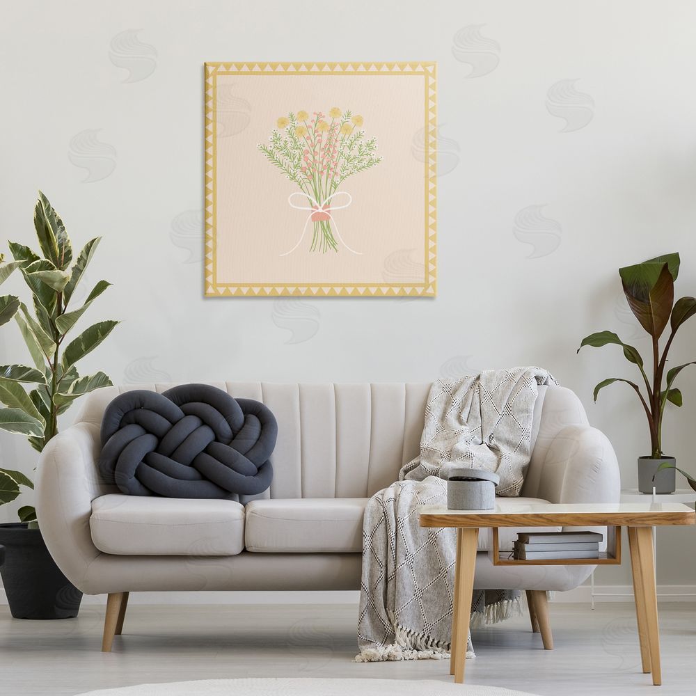 Adrienne Morris Yellow Bordered Spring Bouquet Canvas Art on Wall