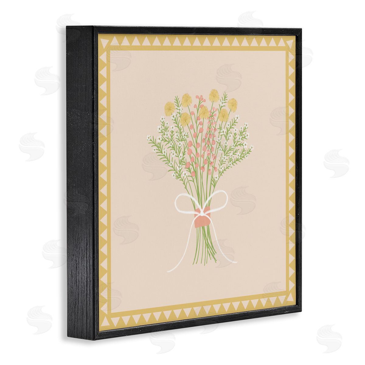 Adrienne Morris Yellow Bordered Spring Bouquet Black Framed Giclee Wall Art Print