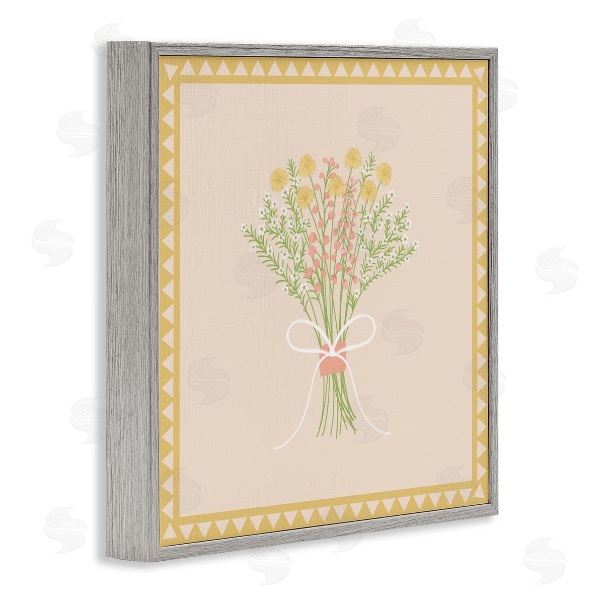 Adrienne Morris Yellow Bordered Spring Bouquet Gray Framed Giclee Wall Art Print