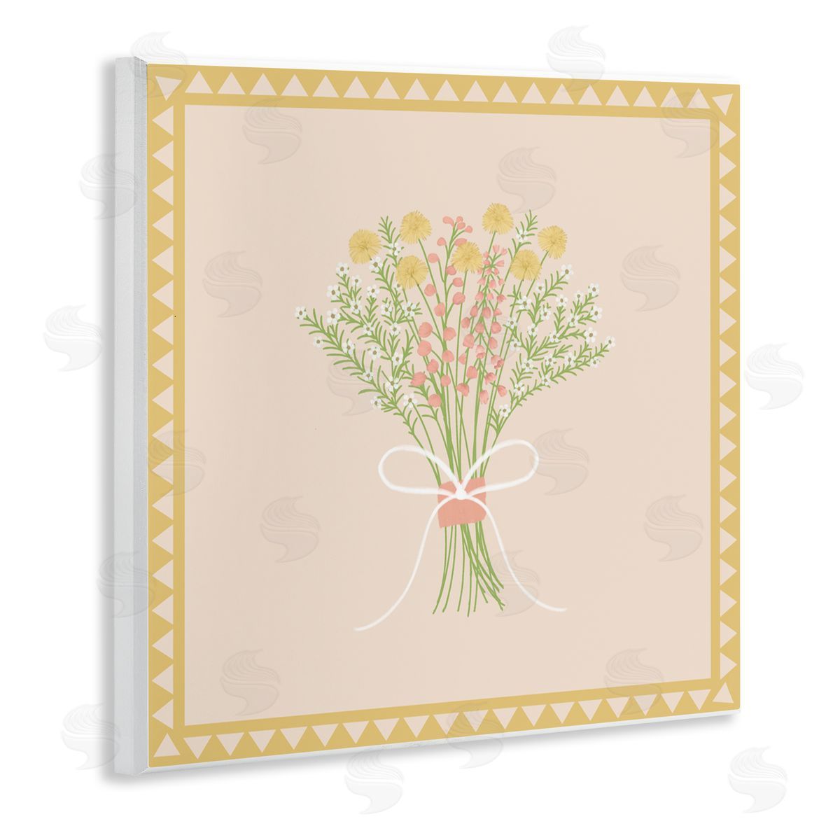 Adrienne Morris Yellow Bordered Spring Bouquet Wall Plaque Art Print