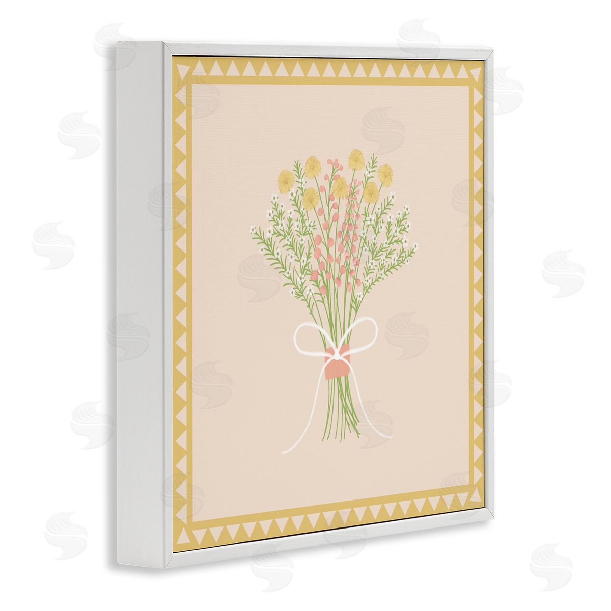 Adrienne Morris Yellow Bordered Spring Bouquet White Framed Giclee Wall Art Print