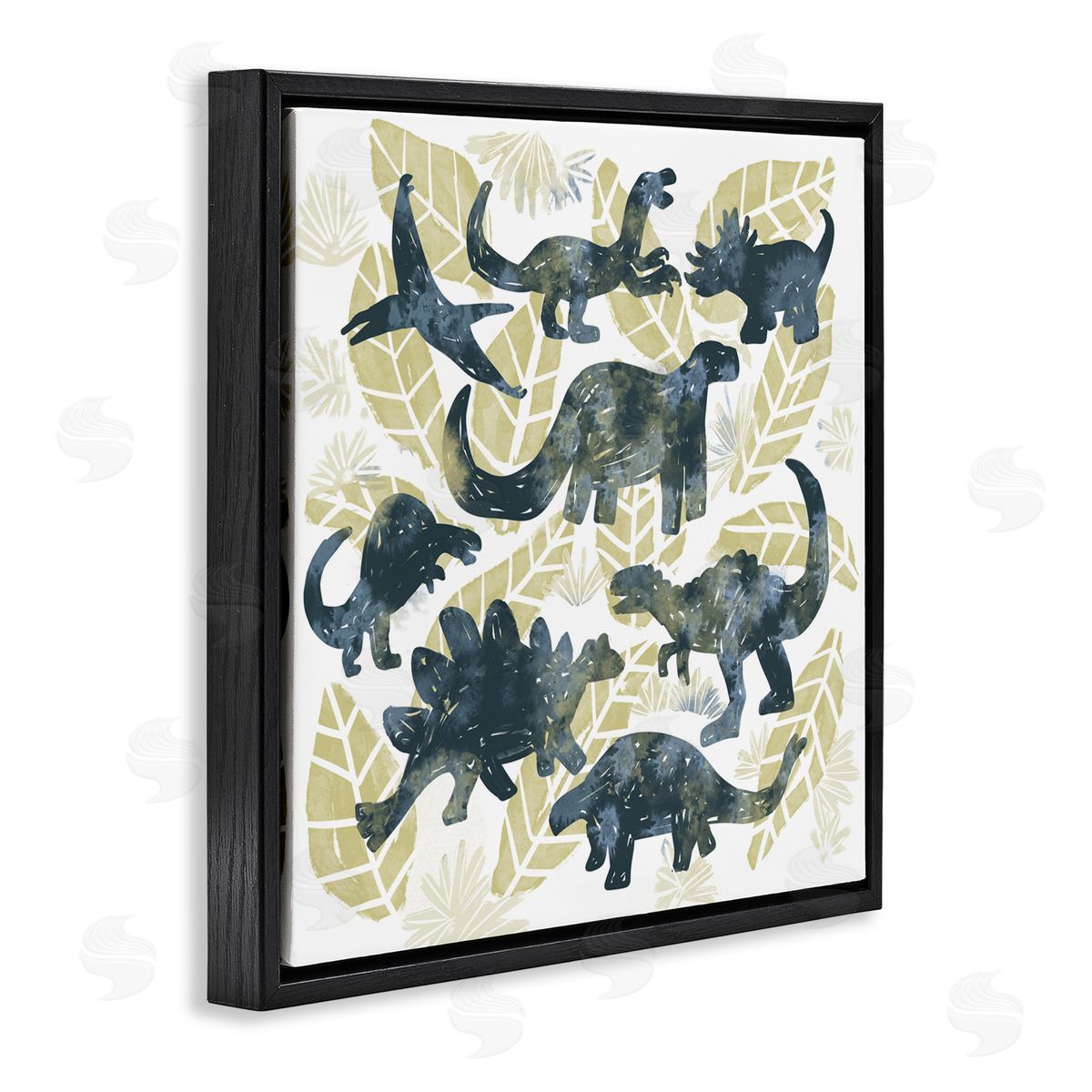 Connie Summers Wild Dinos Prehistoric Friends Black Floating Frame Canvas Wall Art Print