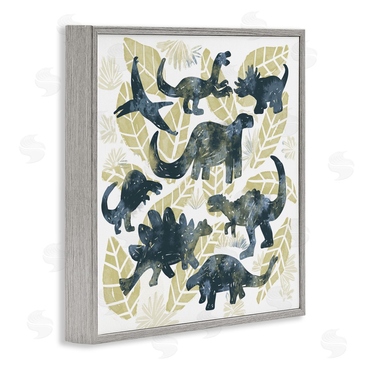 Connie Summers Wild Dinos Prehistoric Friends Gray Framed Giclee Wall Art Print