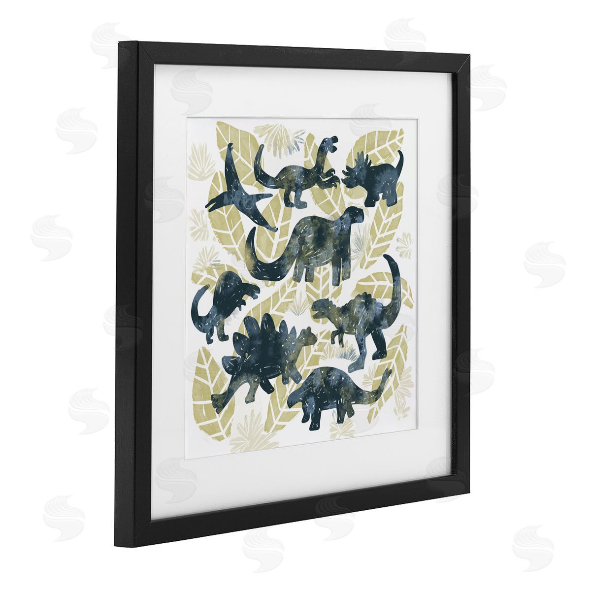 Connie Summers Wild Dinos Prehistoric Friends Black Framed Print Under Glass with White Mat Wall Art