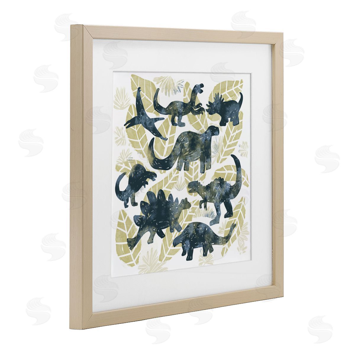 Connie Summers Wild Dinos Prehistoric Friends Birch Framed Print Under Glass with White Mat Wall Art