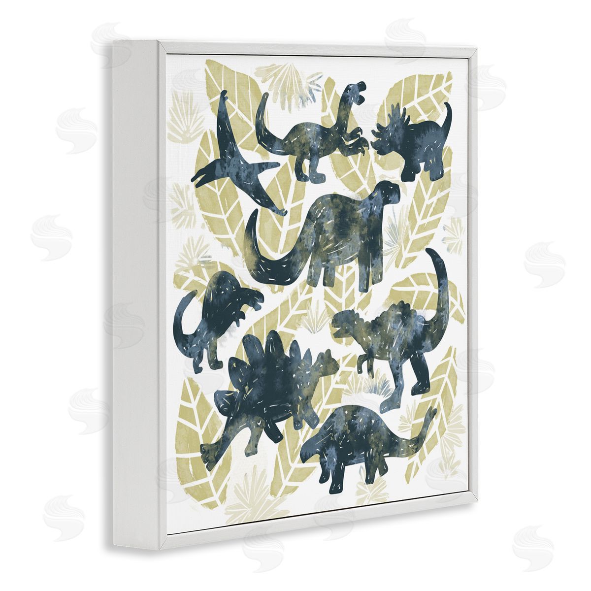 Connie Summers Wild Dinos Prehistoric Friends White Framed Giclee Wall Art Print
