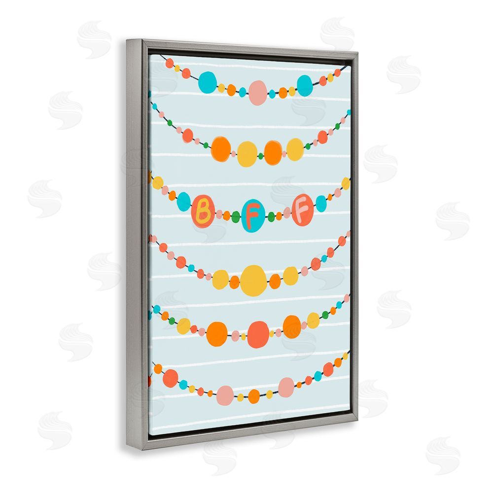 Connie Summers Friendship Beads BFF Gray Floating Frame Canvas Wall Art Print
