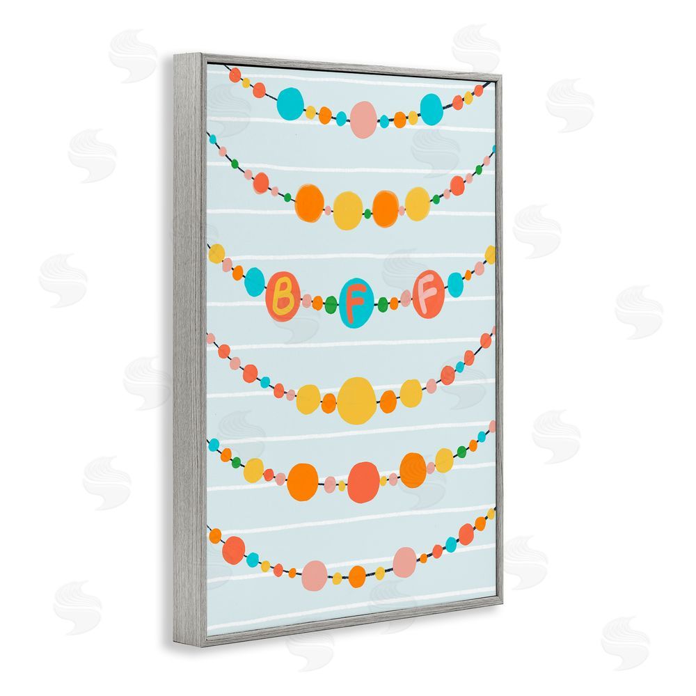 Connie Summers Friendship Beads BFF Gray Framed Giclee Wall Art Print