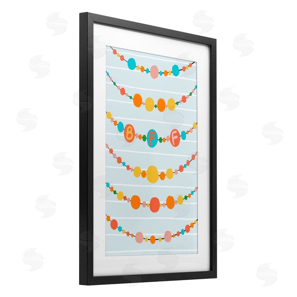 Connie Summers Friendship Beads BFF Black Framed Print Under Glass with White Mat Wall Art