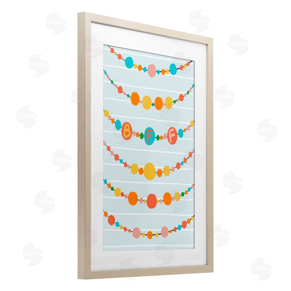 Connie Summers Friendship Beads BFF Birch Framed Print Under Glass with White Mat Wall Art