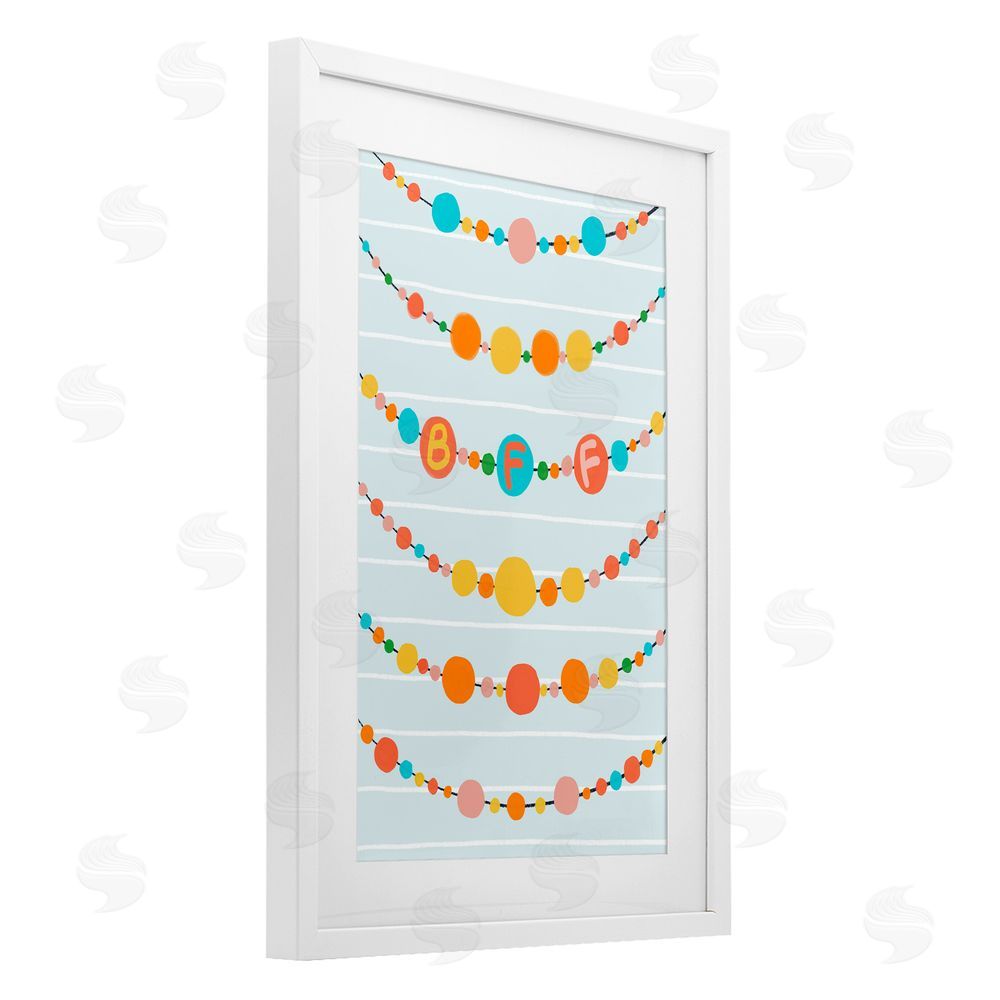 Connie Summers Friendship Beads BFF White Framed Print Under Glass with Mat Wall Art