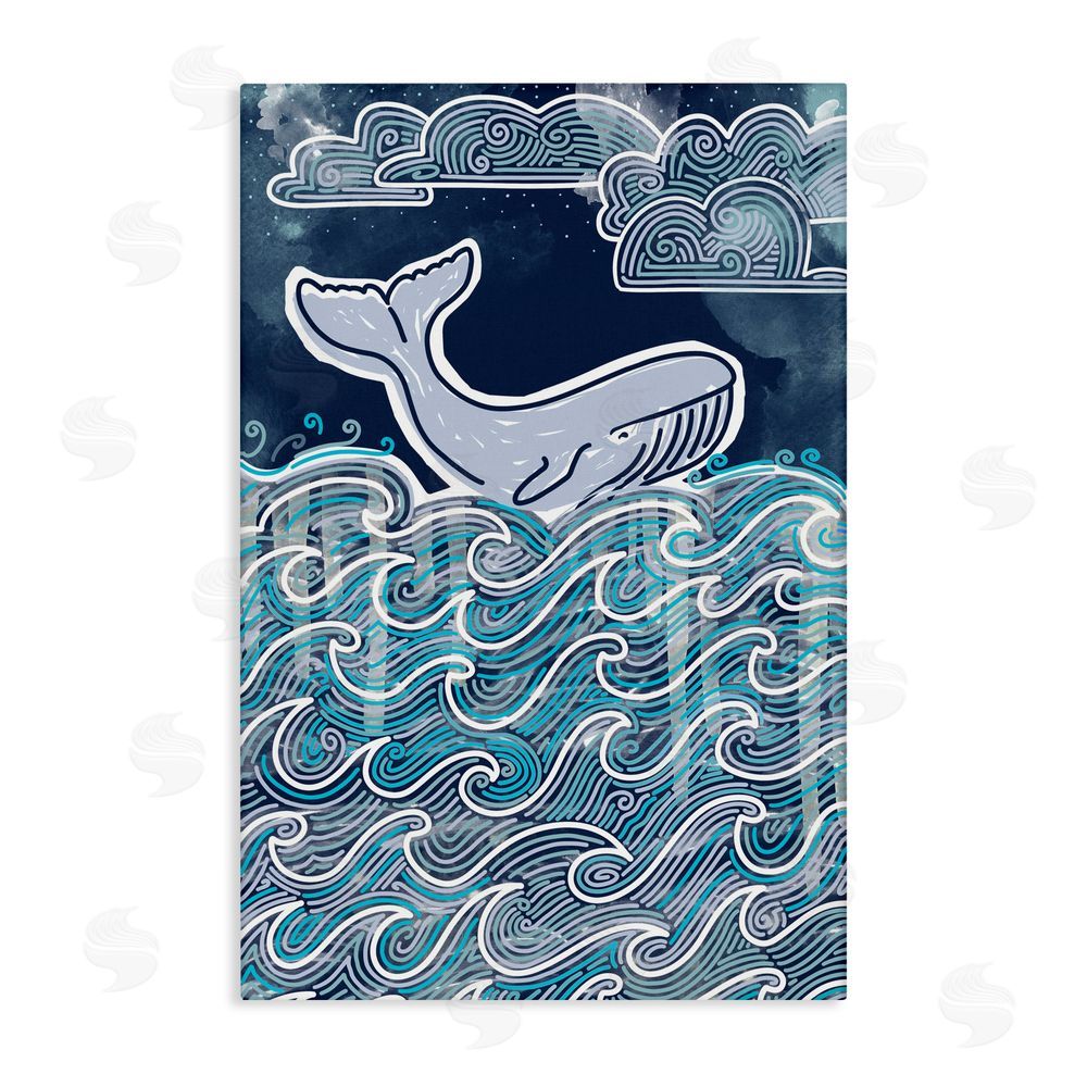 Connie Summers Stormy Ocean Waves Whale Canvas Wall Art Print