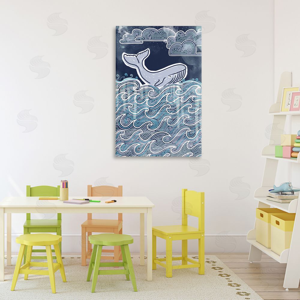 Connie Summers Stormy Ocean Waves Whale Canvas Art on Wall