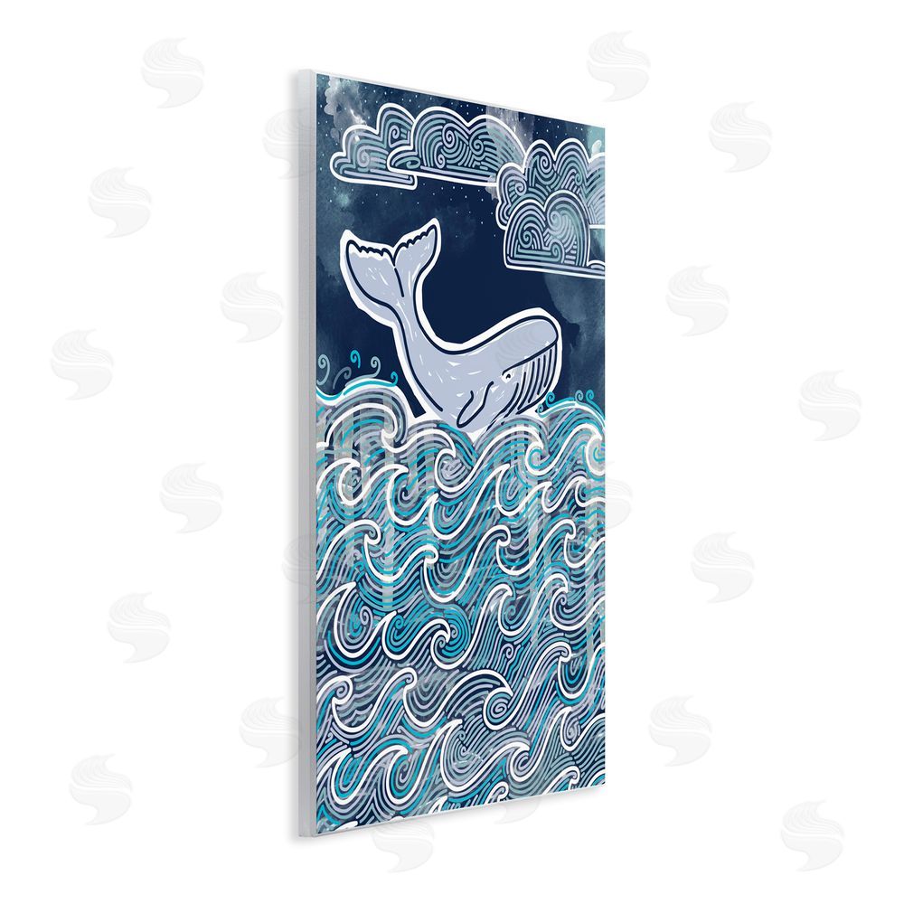 Connie Summers Stormy Ocean Waves Whale Wall Plaque Art Print