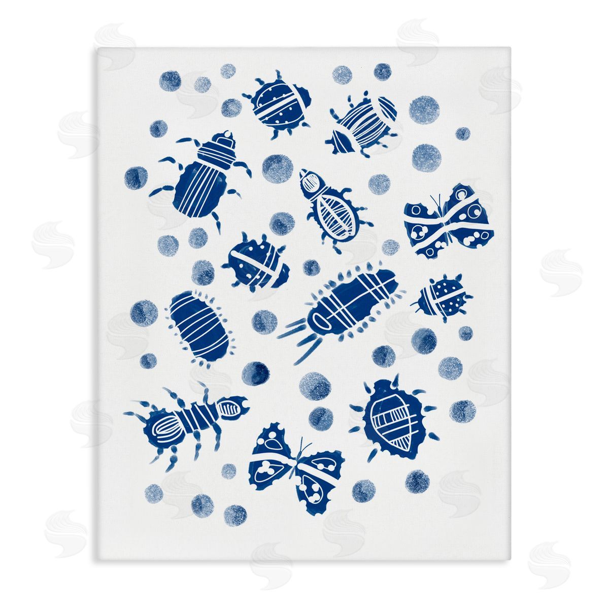 Connie Summers Indigo Bugs & Dots Canvas Wall Art Print