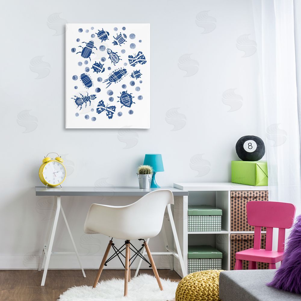 Connie Summers Indigo Bugs & Dots Canvas Art on Wall