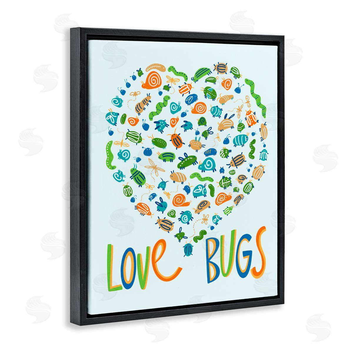 Connie Summers Love Bugs Heart Shape Black Floating Frame Canvas Wall Art Print