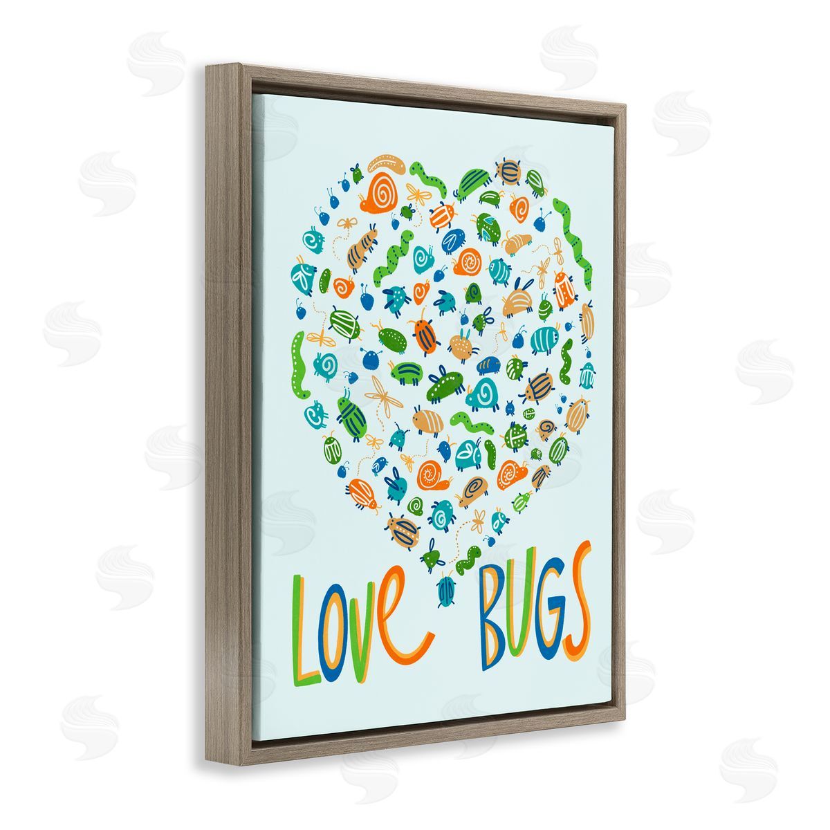 Connie Summers Love Bugs Heart Shape Brown Floating Frame Canvas Wall Art Print